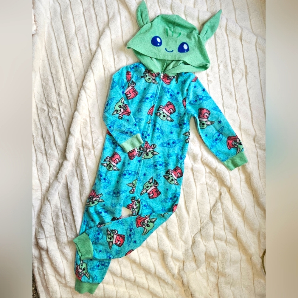 Kid's Star Wars Yoda Zip Up Hoodie Union Suit, Girl's size XS(4/5)